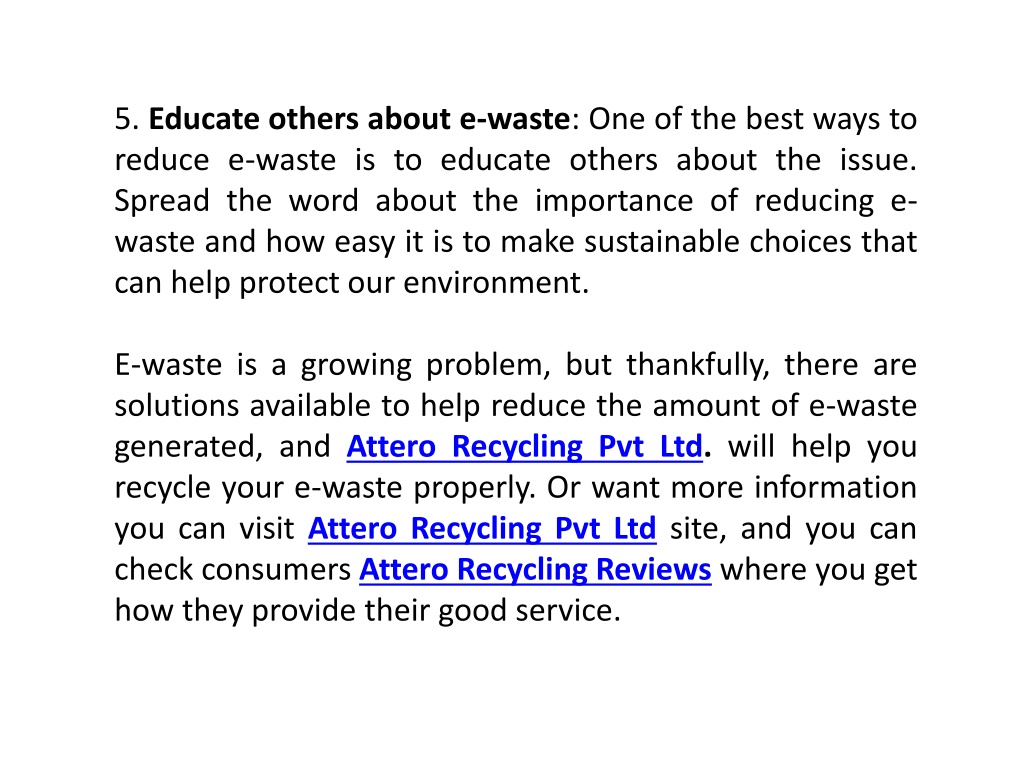 PPT Attero Recycling Pvt Ltd How To Reduce E Waste With Sustainable