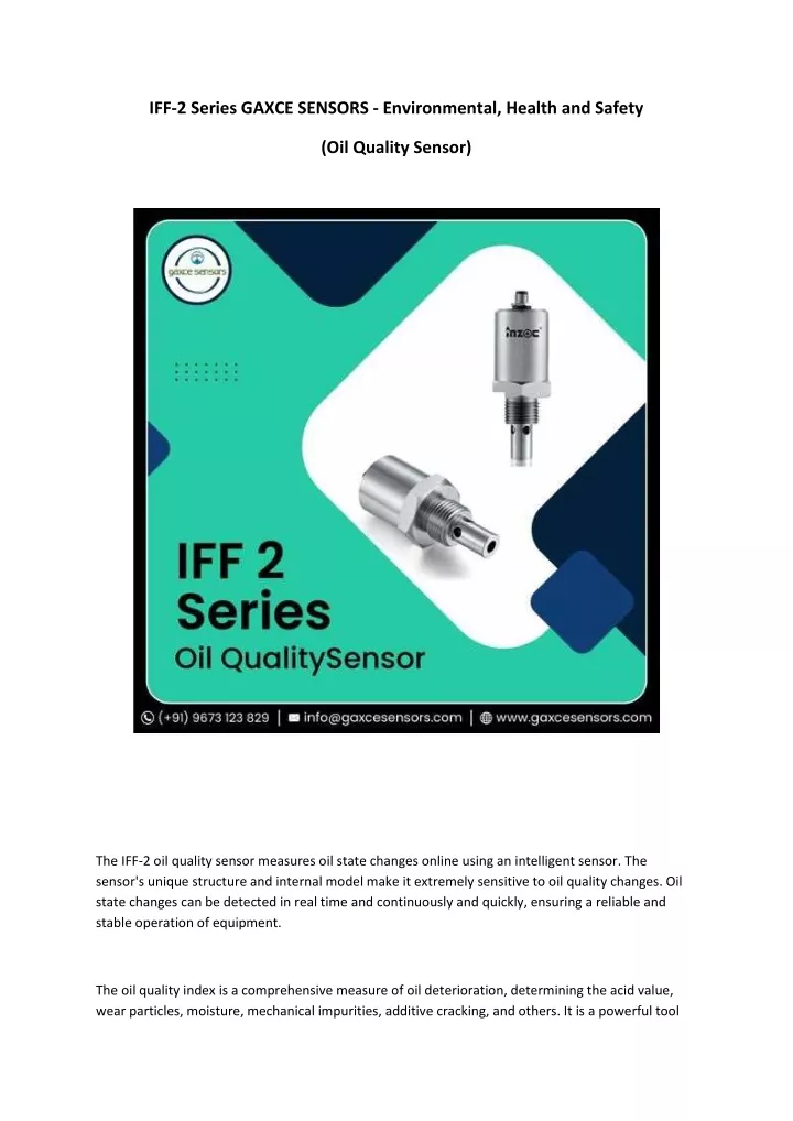 Ppt Iff Series Gaxce Sensors Environmental Health And Safety