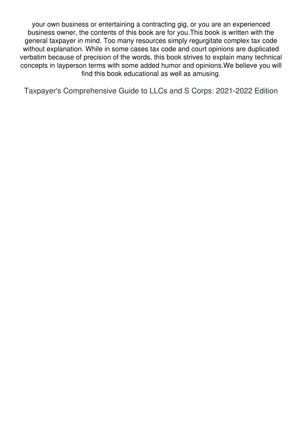 PPT FREE PDF D Ownload Taxpayer S Comprehensive Guide To LLCs