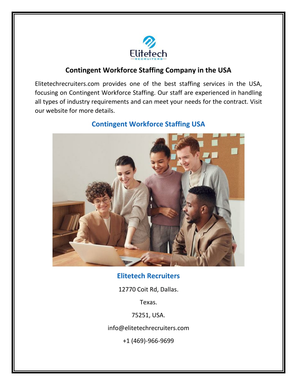 Ppt Contingent Workforce Staffing Company In The Usa Powerpoint