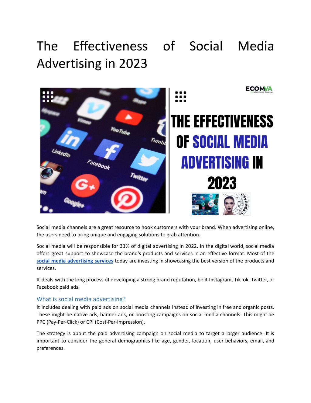 Ppt The Effectiveness Of Social Media Advertising In Powerpoint