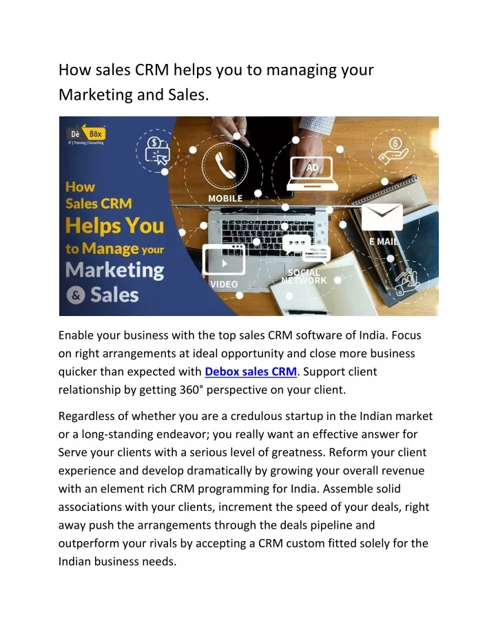 PPT How Sales CRM Helps You To Managing Your Marketing And Sales