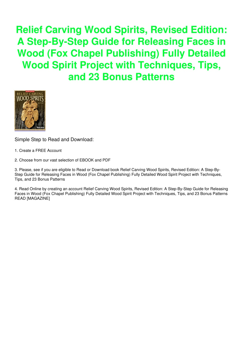 PPT PDF BOOK Relief Carving Wood Spirits Revised Edition A Step By