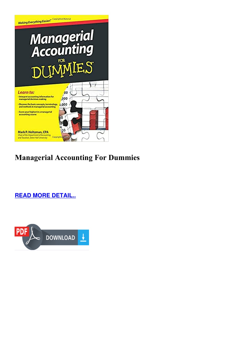 Ppt Managerial Accounting For Dummies Powerpoint Presentation Free