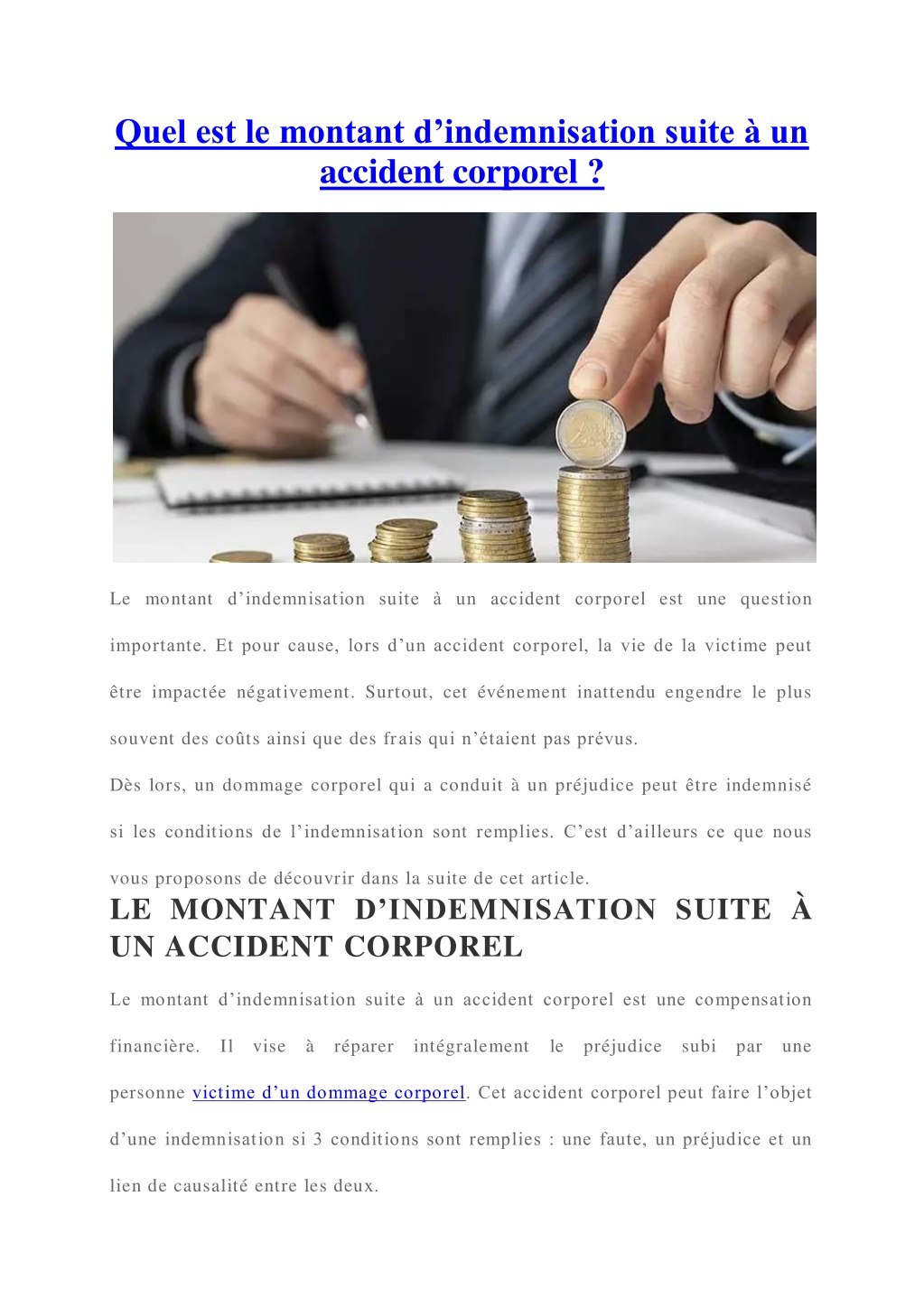 PPT Montant dindemnisation suite à un accident corporel Tout