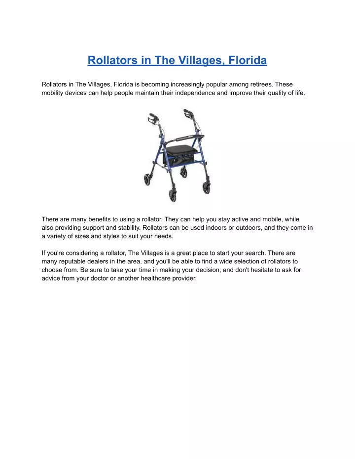 Ppt Rollators In The Villages Florida Powerpoint Presentation Free