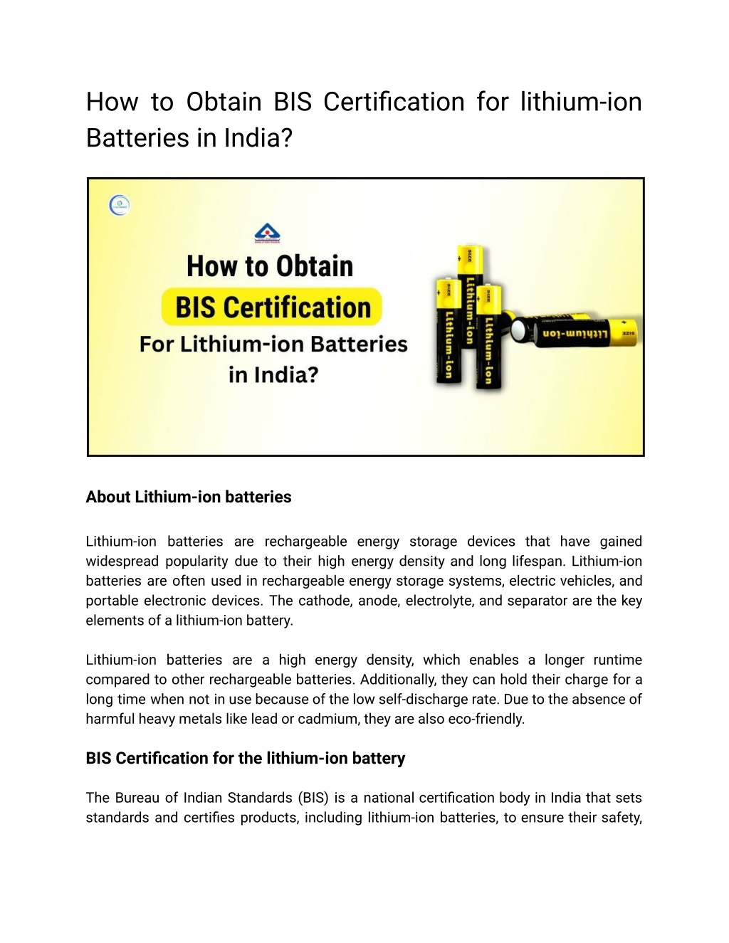 PPT How To Obtain BIS Certification For Lithium Ion Batteries In