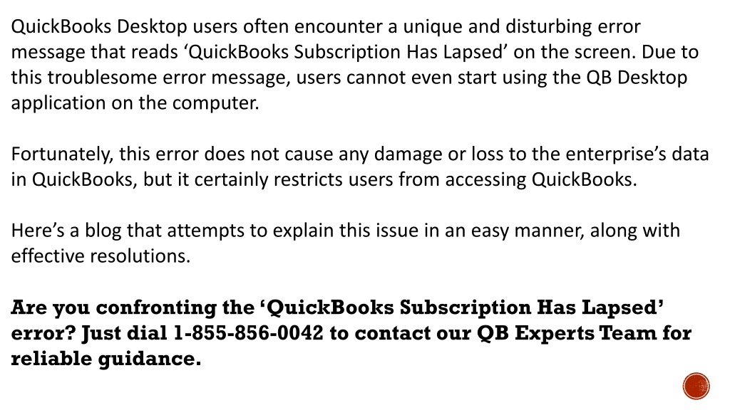 PPT QuickBooks Subscription Has Lapsed Accurate Techniques To Fix