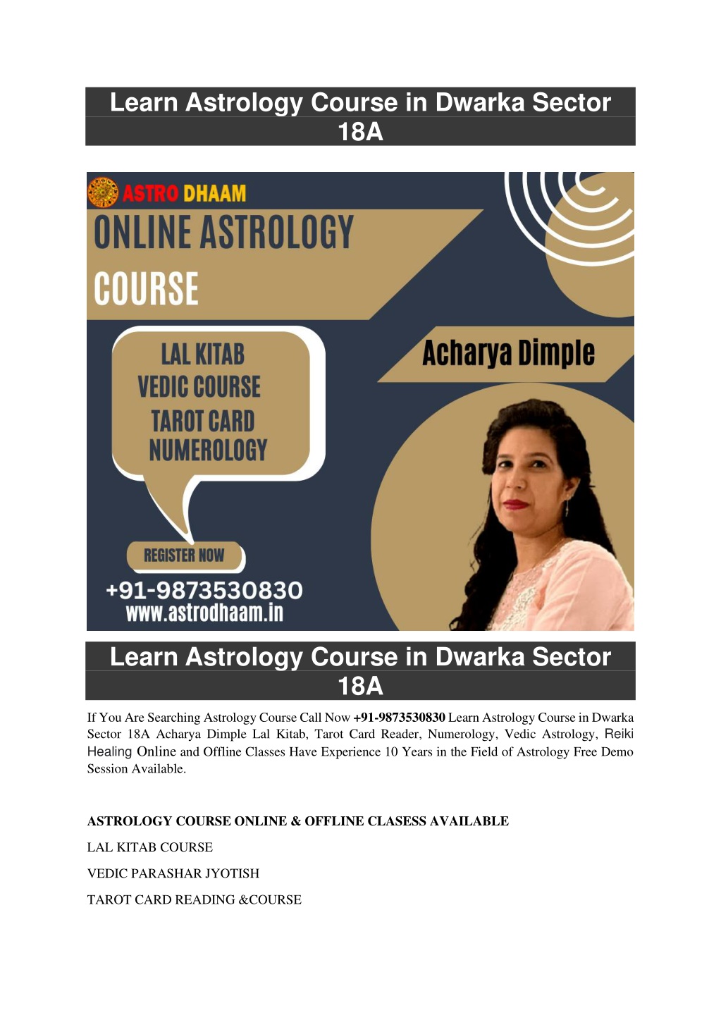 Ppt Learn Astrology Course In Dwarka Sector A