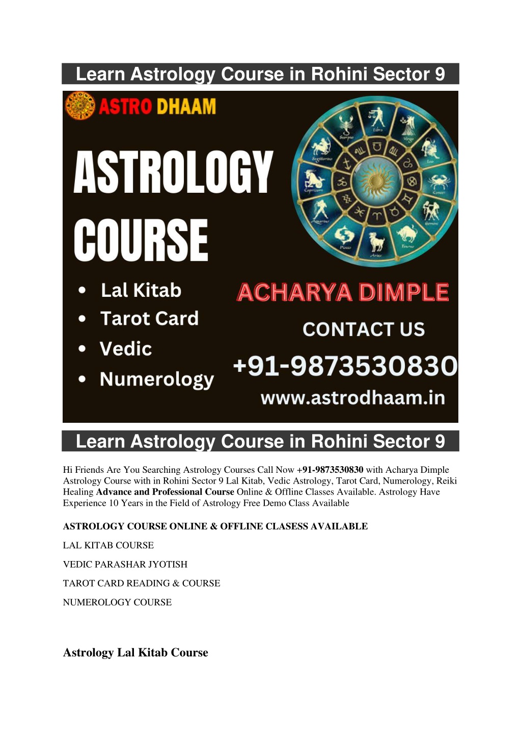 PPT Learn Astrology Course In Rohini Sector 9 91 9873530830