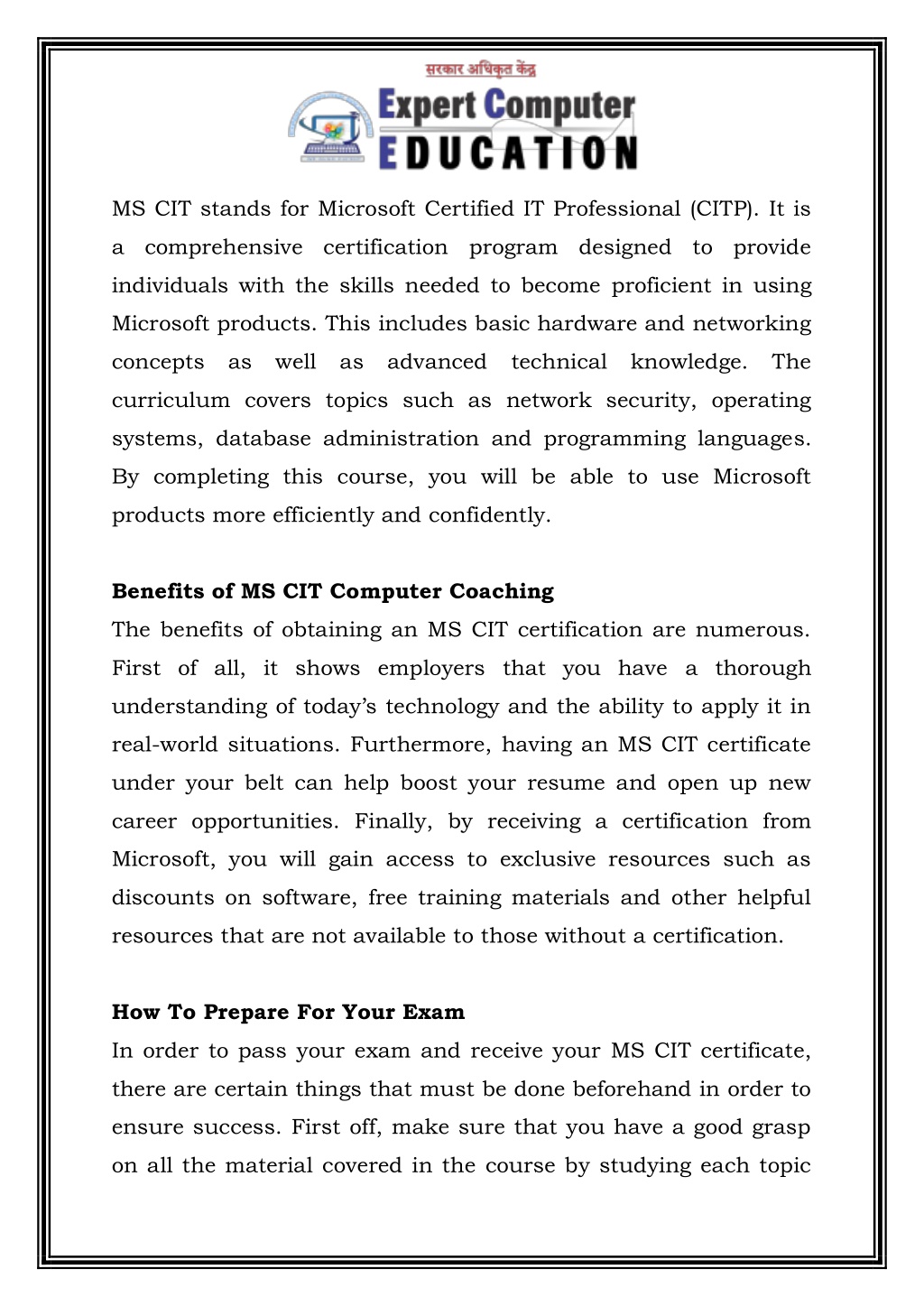 PPT MSCIT Computer Class In Mira Road Call 9619990689 PowerPoint