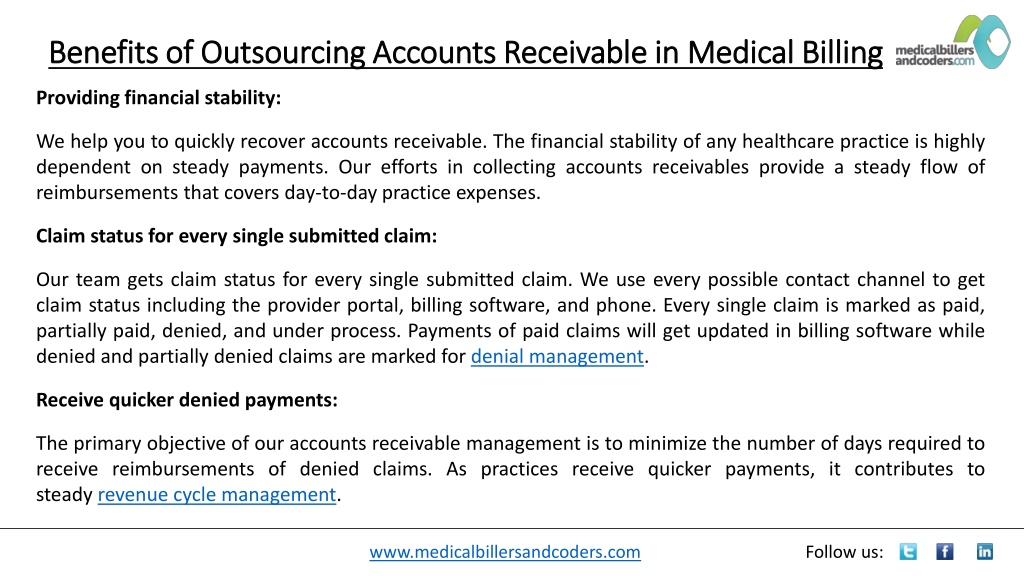 PPT Benefits Of Outsourcing Accounts Receivable In Medical Billing