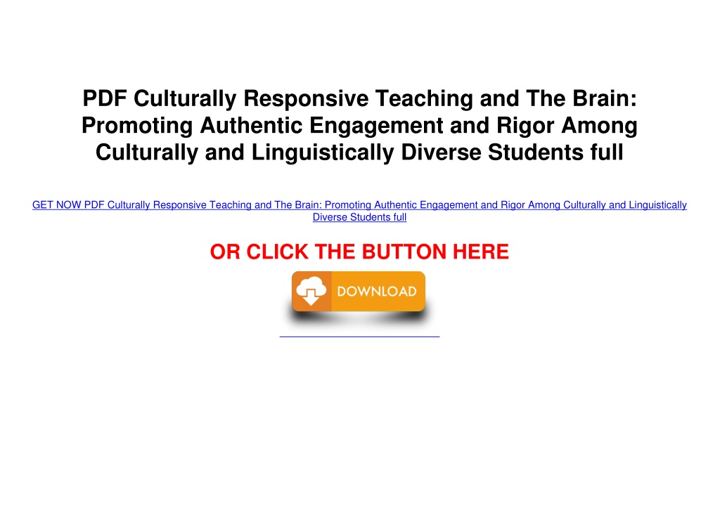 Ppt Pdf Culturally Responsive Teaching And The Brain Promoting