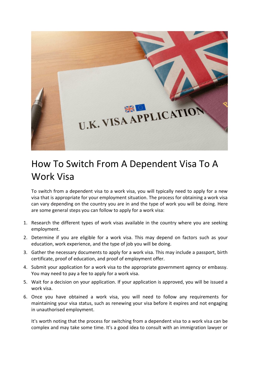 PPT How To Convert Dependent Visa To Work Permit In The UK