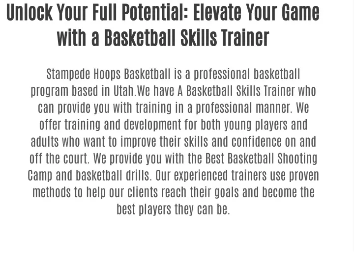 PPT Unlock Your Full Potential Elevate Your Game With A Basketball