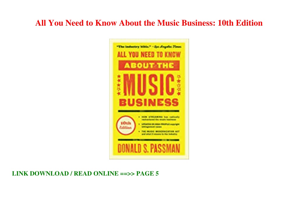 PPT PDF Free All You Need To Know About The Music Business 10th