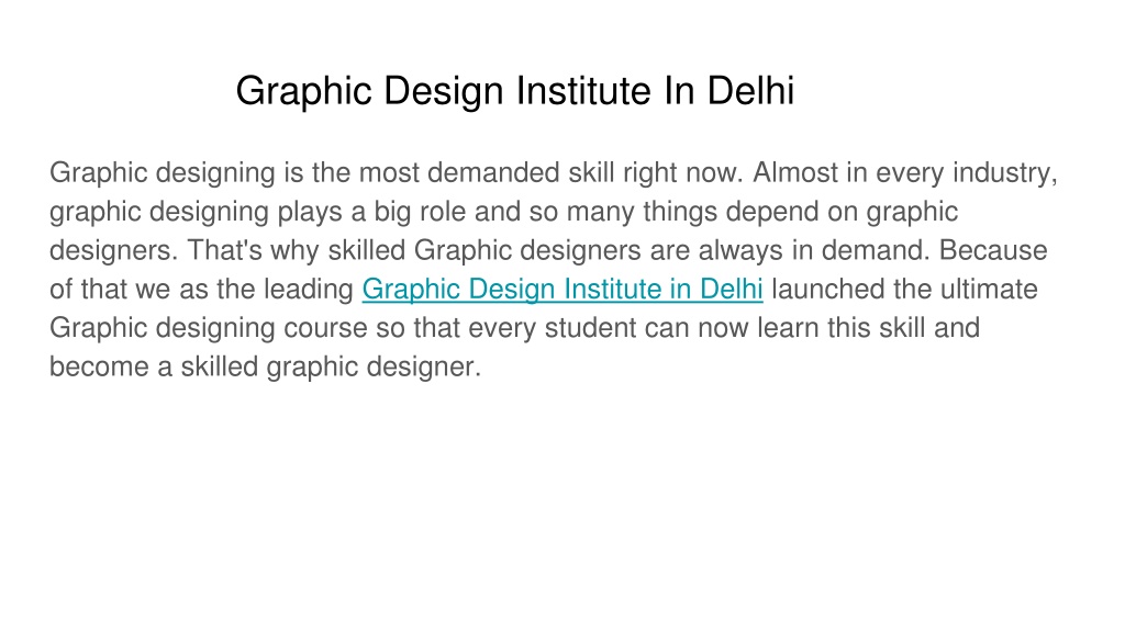 Ppt Best Graphic Design Institute In Delhi At Kalkaji Powerpoint