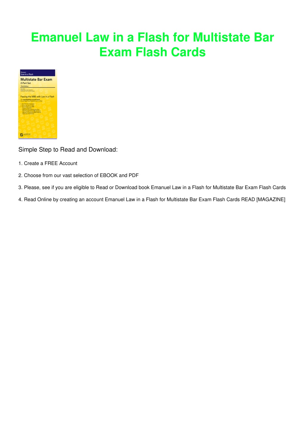 Ppt Pdf Book Emanuel Law In A Flash For Multistate Bar Exam Flash