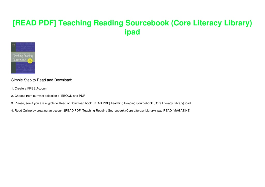 Ppt Read Pdf Teaching Reading Sourcebook Core Literacy Library