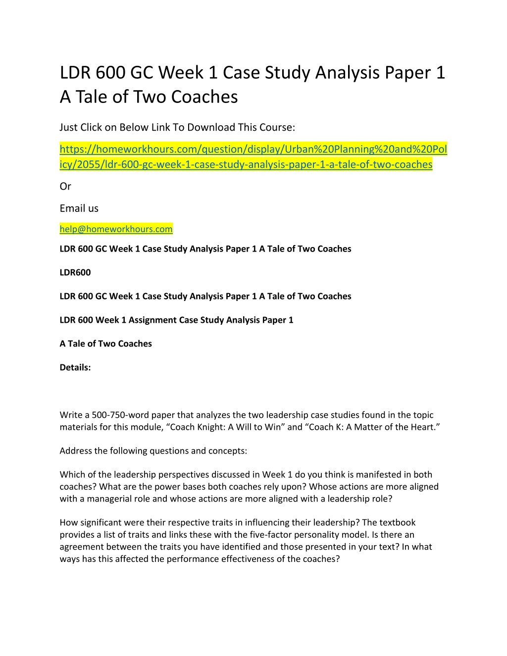 Ppt Ldr Gc Week Case Study Analysis Paper A Tale Of Two