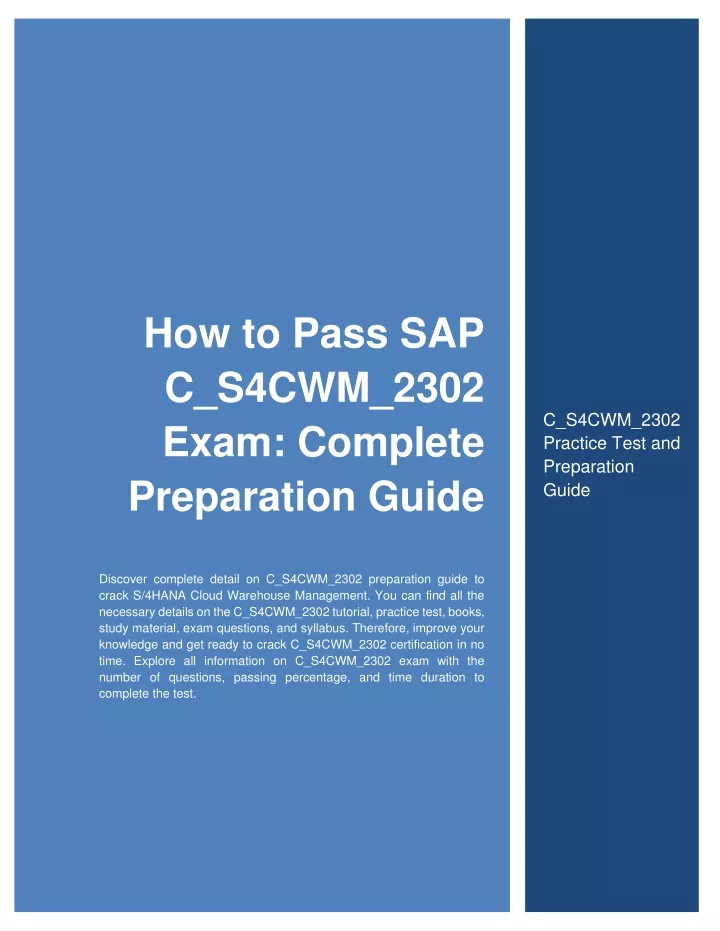 PPT How To Pass SAP C S4CWM 2302 Exam Complete Preparation Guide