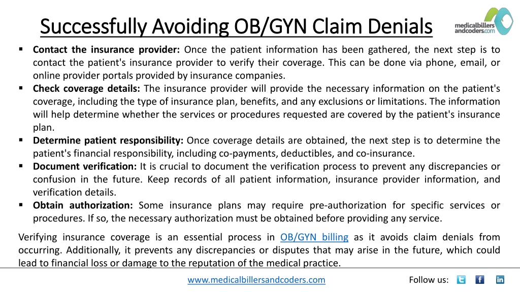 Ppt Successfully Avoiding Ob Gyn Claim Denials Powerpoint