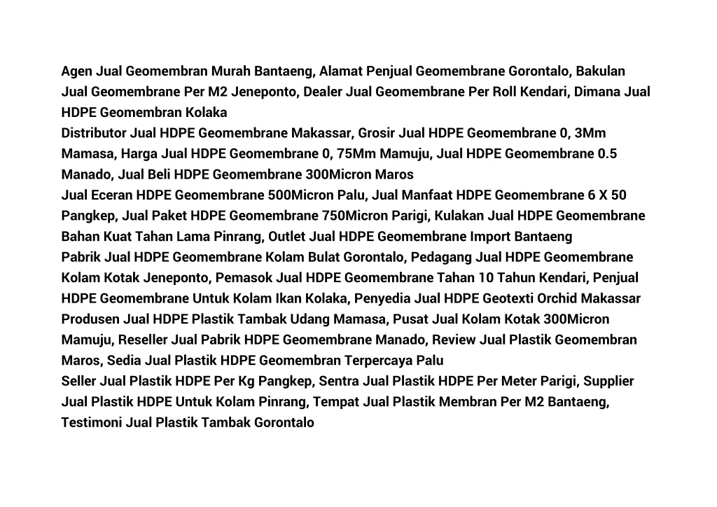 PPT HEMAT WA 0811 4602 229 Outlet Jual HDPE Geomembrane Import