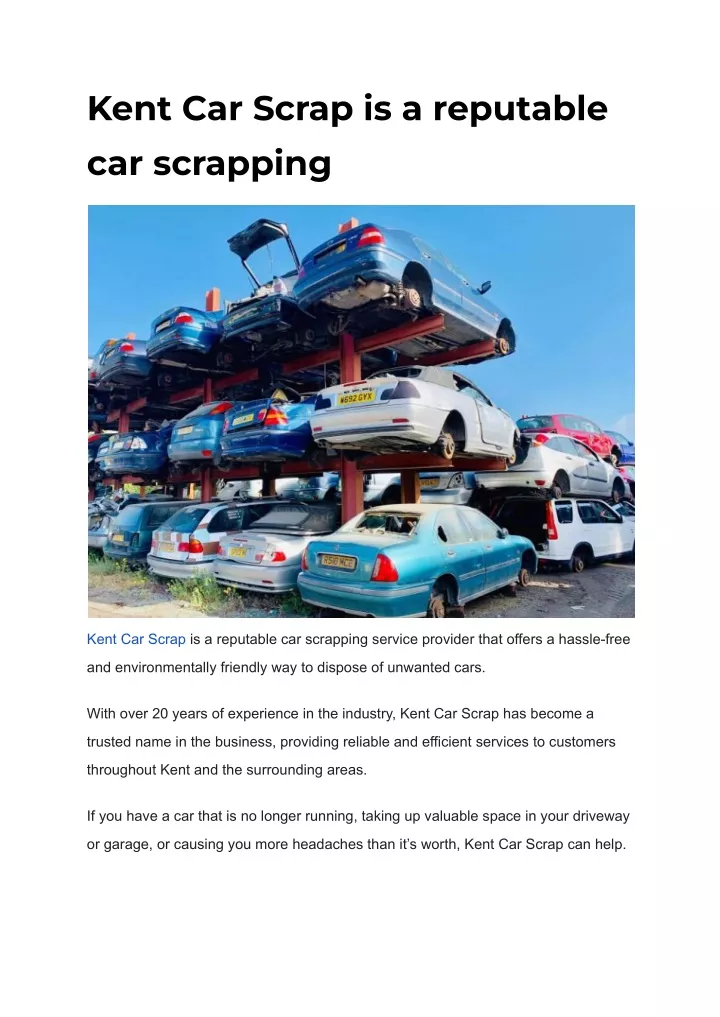 PPT Kent Car Scrap Is A Reputable Car Scrapping PowerPoint