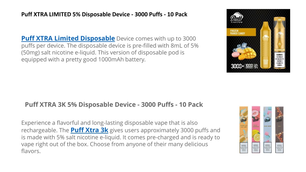 Ppt Puff Xtra Disposable Vape Device Pack Powerpoint