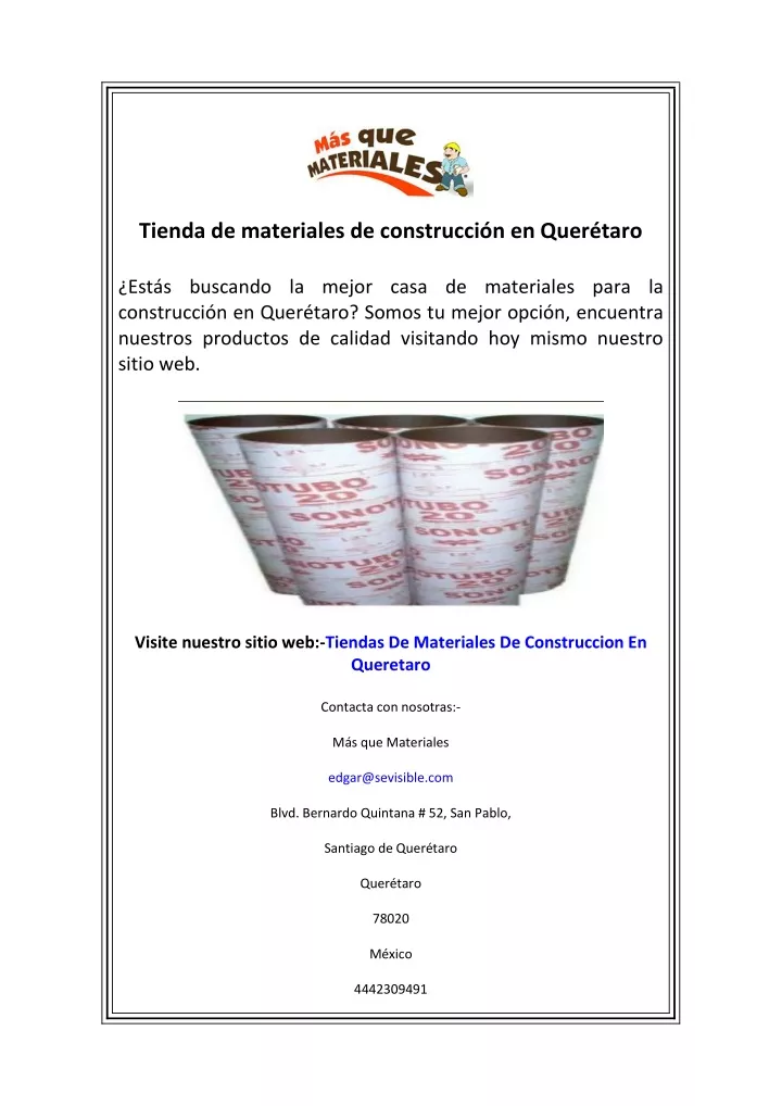 Ppt Tienda De Materiales De Construcci N En Quer Taro Powerpoint