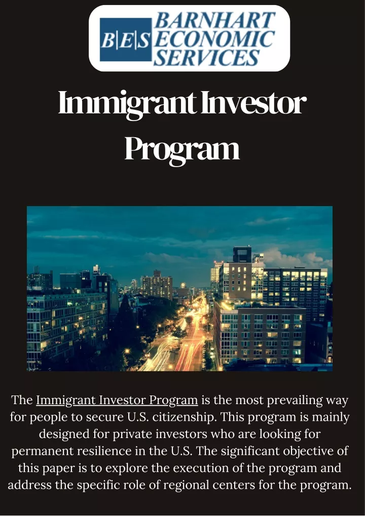 PPT Immigrant Investor Program That Allows To Obtain Citizenship In