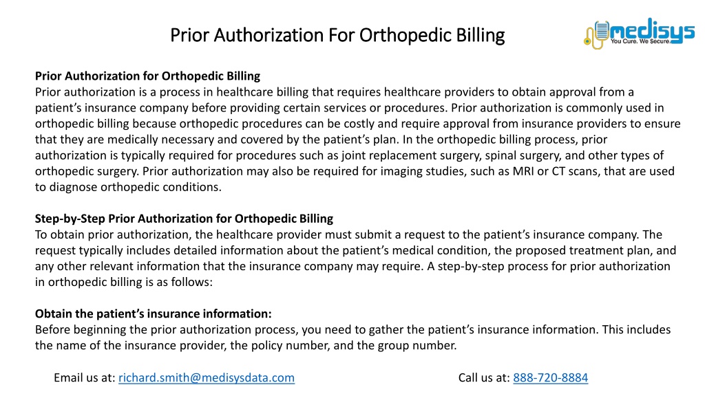 PPT Prior Authorization For Orthopedic Billing PowerPoint