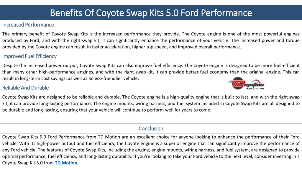 PPT What Are The Features And Benefits Of Coyote Swap Kits 5 0 Ford