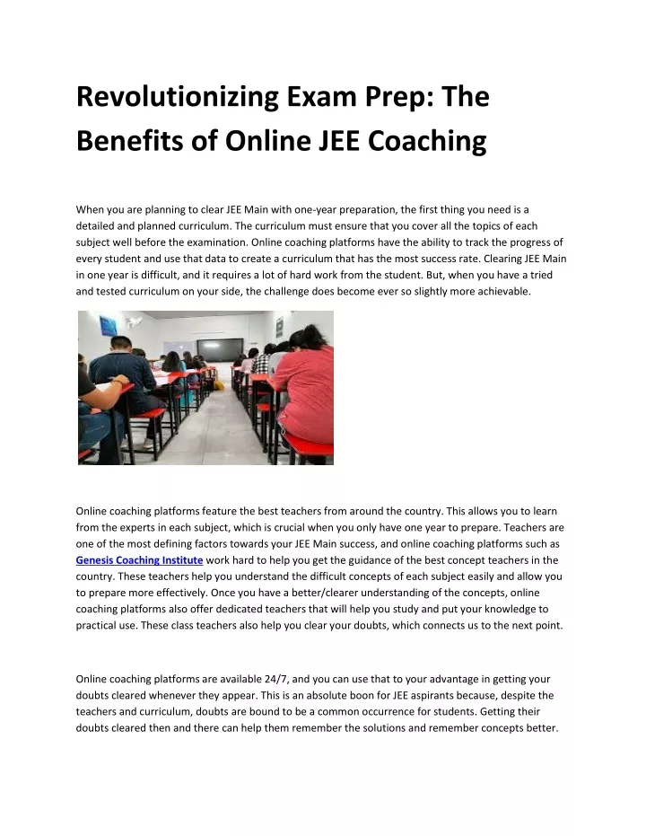 PPT Revolutionizing Exam Prep The Benefits Of Online JEE Coaching