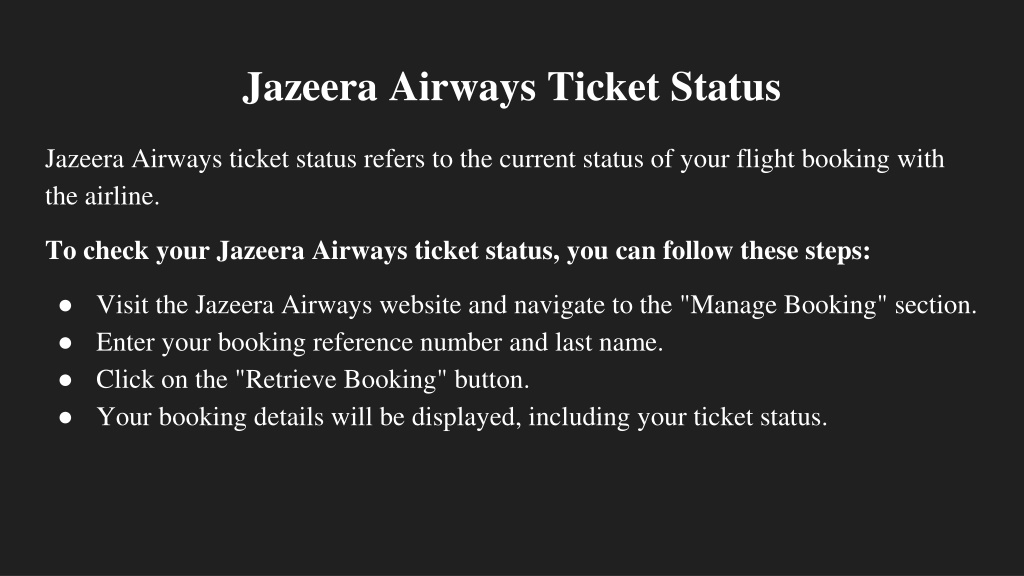 Ppt How To Check Jazeera Airways Pnr Status Powerpoint Presentation