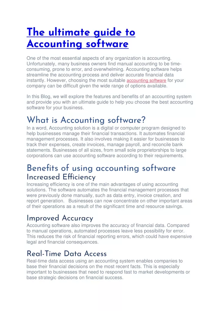 PPT The Ultimate Guide To Accounting Software PowerPoint Presentation