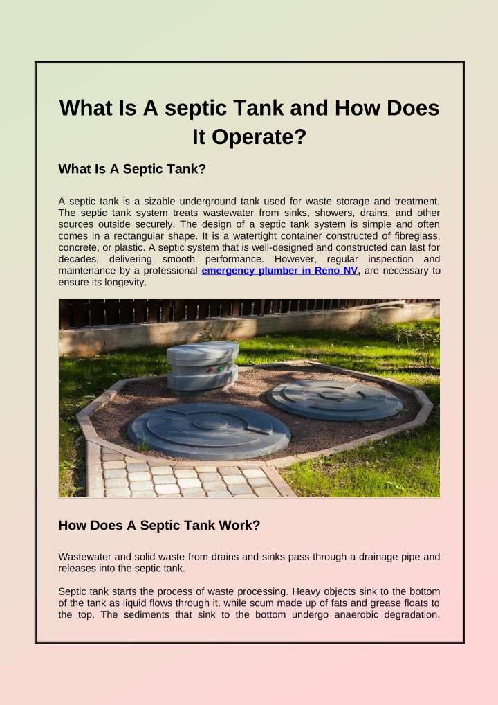 Ppt What Is A Septic Tank And How Does It Operate Powerpoint