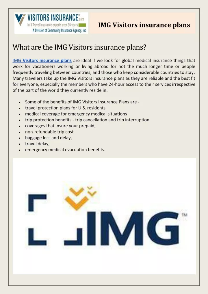 PPT - IMG Visitors Insurance Plans PowerPoint Presentation, Free ...