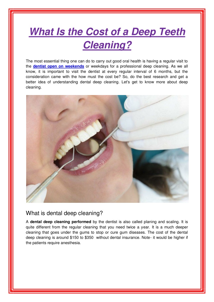 What Is The Cost Of A Deep Teeth Cleaning N 