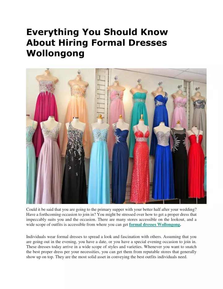 PPT - Everything You Should Know About Hiring Formal Dresses Wollongong ...