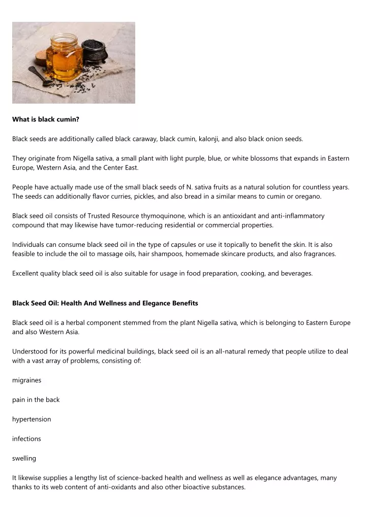 PPT 10 Wellness and also Beauty Conveniences Of Black Cumin Oil