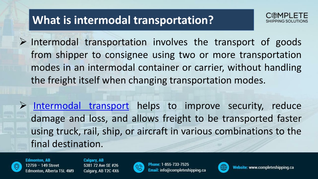 PPT - Reliable Intermodal Transportation - CSS PowerPoint Presentation ...