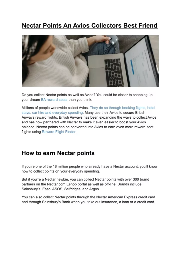 Ppt nectar points an avios collectors best friend powerpoint