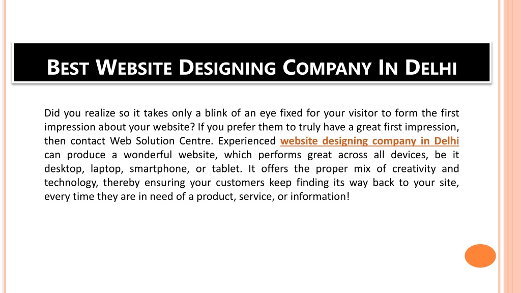 PPT - Best Website Designing Company In Delhi - Web Solution Centre ...