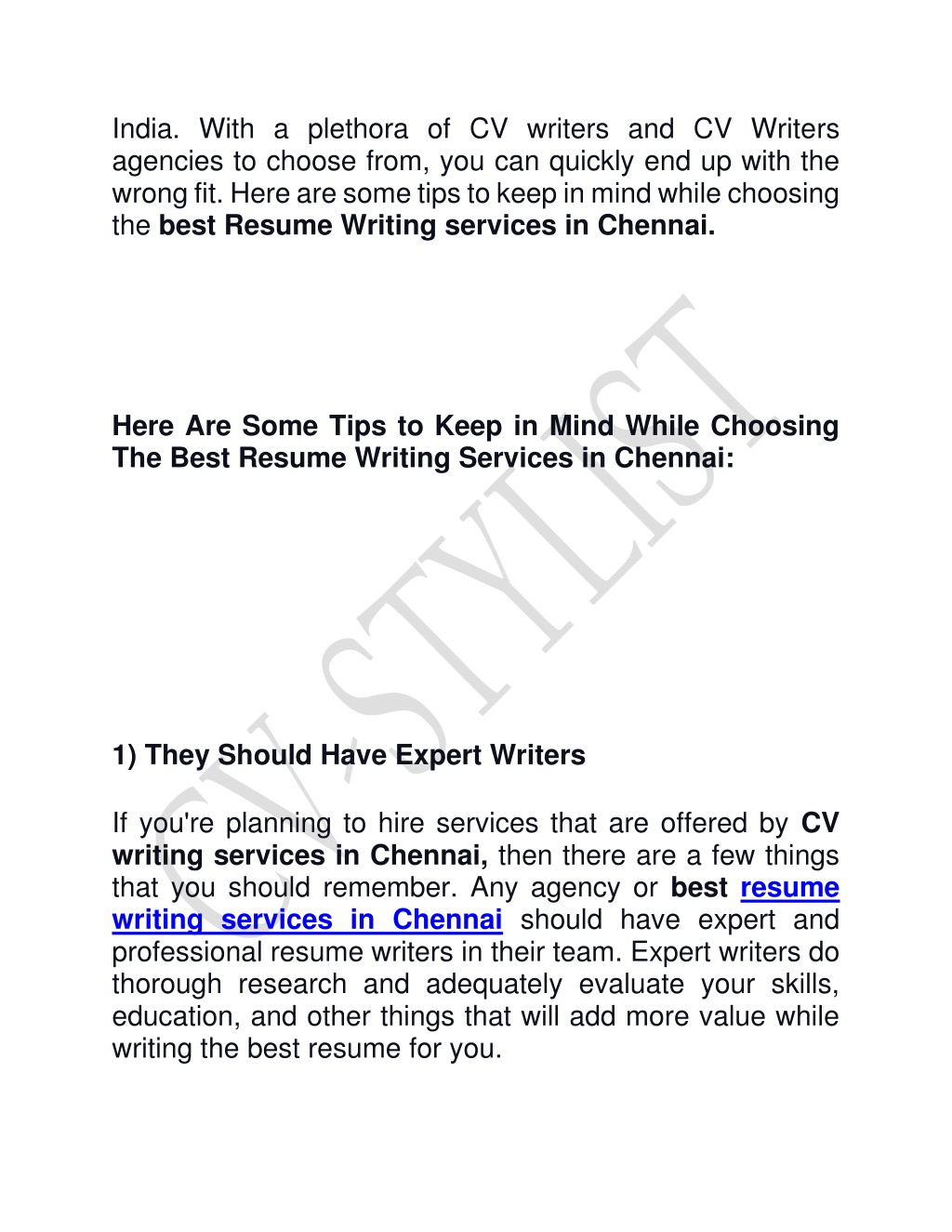 best cv writing services in chennai