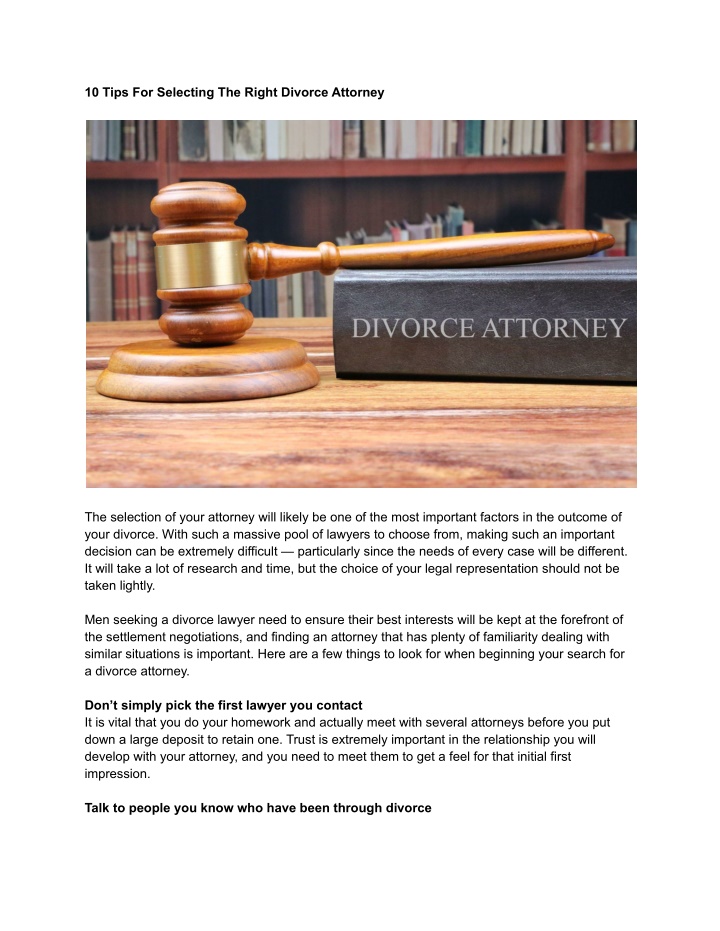 Ppt 10 Tips For Selecting The Right Divorce Attorney Powerpoint Presentation Id11299975 6520