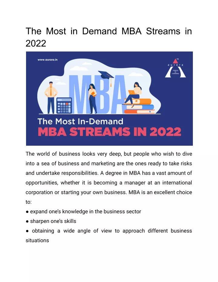 PPT The Most in Demand MBA Streams in 2022 PowerPoint Presentation