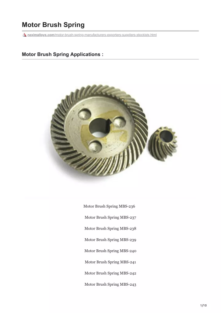 PPT Motor Brush Spring Exporters in India PowerPoint Presentation