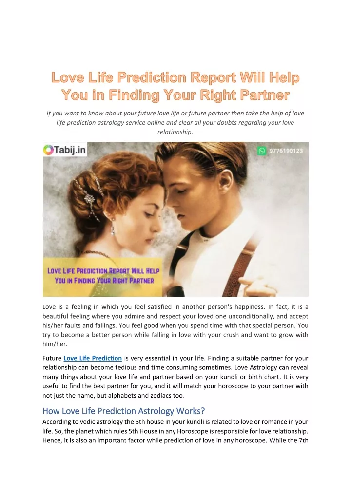 PPT Love Life Prediction Report Will Help You in Finding Your Right