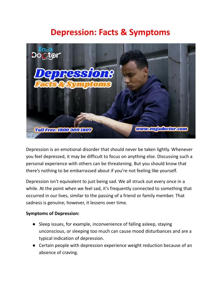 PPT - Depression Facts & Symptoms PowerPoint Presentation, free ...